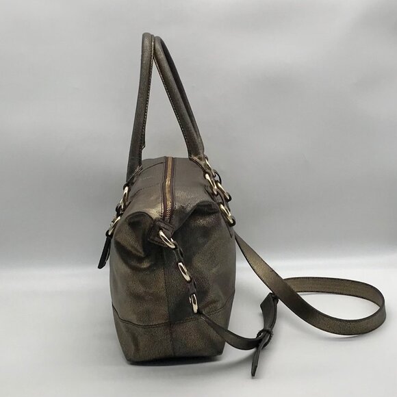 Cole Haan Metallic Bronze Leather Convertible Satchel - Picture 3 of 10